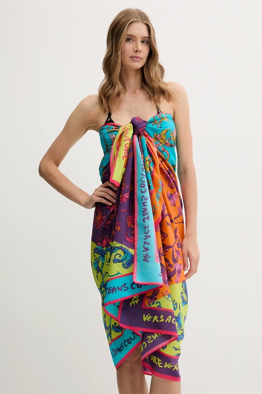 Pareo s prímesou hodvábu Versace Jeans Couture 78HA7H04.ZG361 fialová SS25