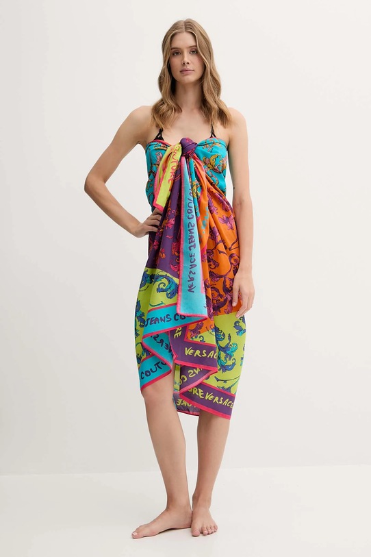 Pareo s prímesou hodvábu Versace Jeans Couture fialová 78HA7H04.ZG361