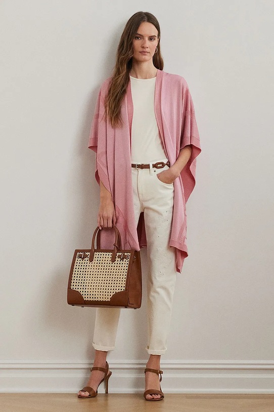 Šál Lauren Ralph Lauren pletenina ružová 454972537