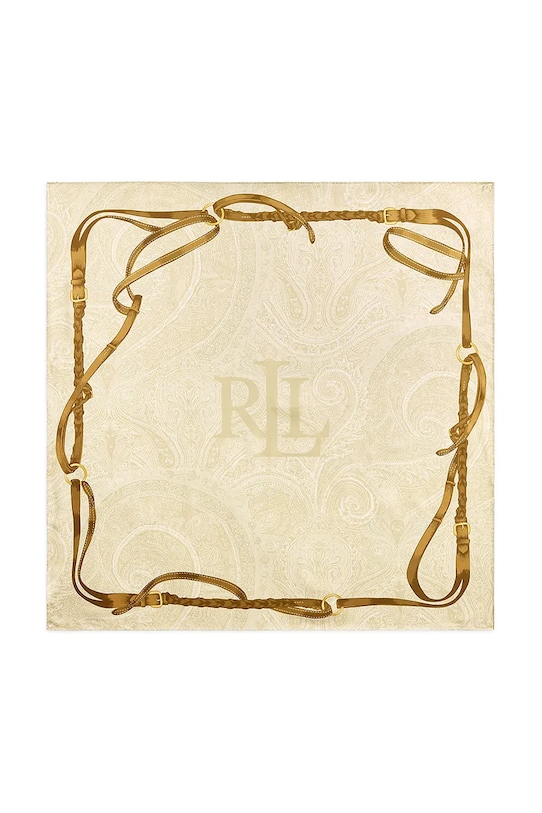 Lauren Ralph Lauren chusta jedwabna tkanina beżowy 454972544