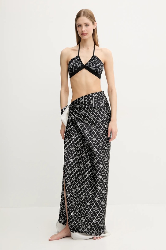 Svilena marama za plažu Max Mara Beachwear 2516541019600 crna SS25