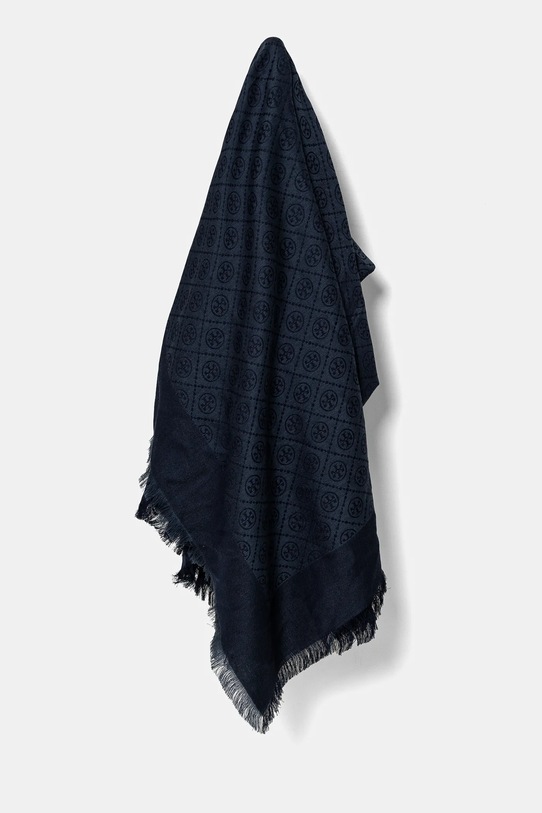 Tory Burch esarfa T Monogram Jacquard Traveler matase bleumarin 160570.405