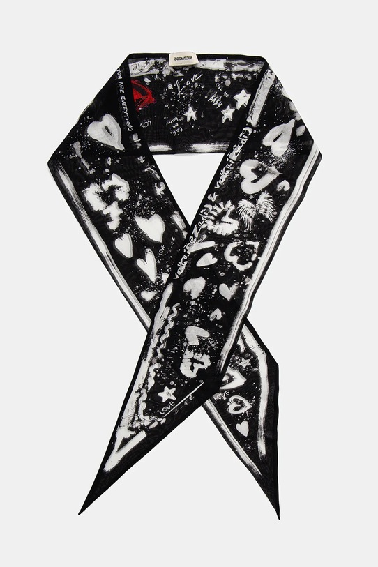 Hodvábna šatka ZADIG&VOLTAIRE hodváb čierna OWSC01503.11