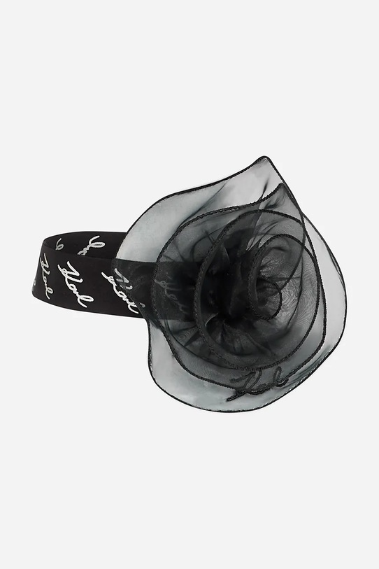 Шарф з домішкою шовку Karl Lagerfeld аплікація чорний A2W33008