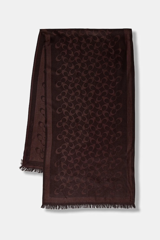 Šál s prímesou vlny Coach s prímesou vlny hnedá 29CO100562