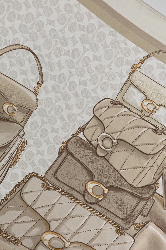 Hedvábný šátek Coach 29CAS76 béžová AW25