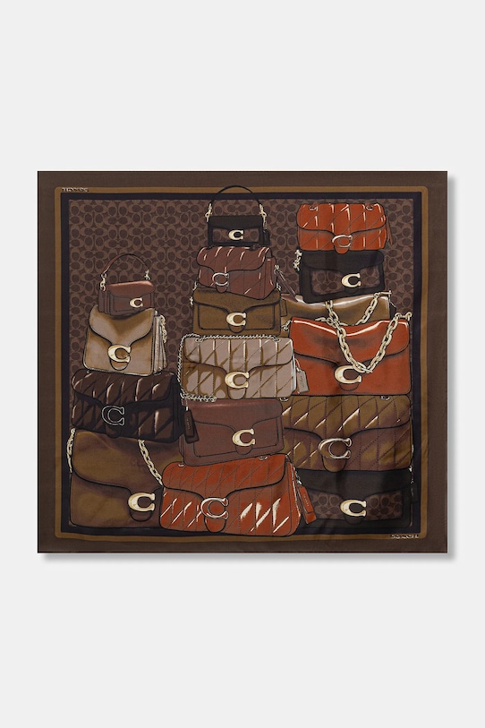 Coach chusta jedwabna tkanina brązowy 29CAS76