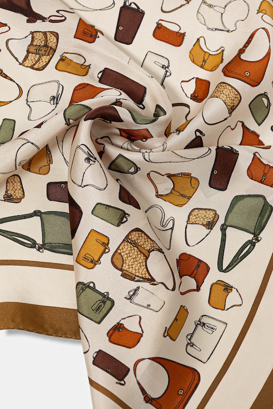 Coach apaszka jedwabna 29CAT23 beżowy AW25