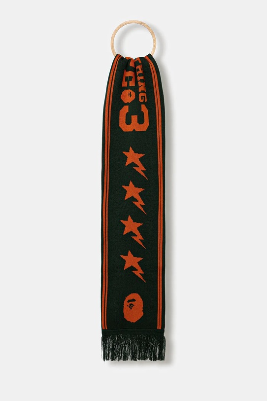 A Bathing Ape eșarfă din amestec de lână Jacquard groase verde 1K80182011