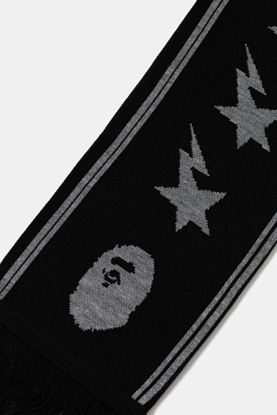 A Bathing Ape eșarfă din amestec de lână Jacquard 1K80182011 negru SS25