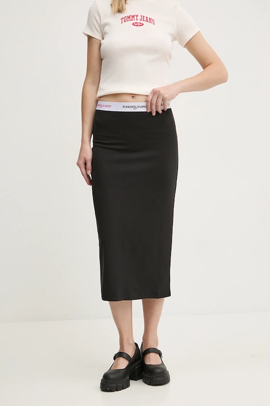 Tommy Jeans spódnica z elastanem czarny DW0DW19365