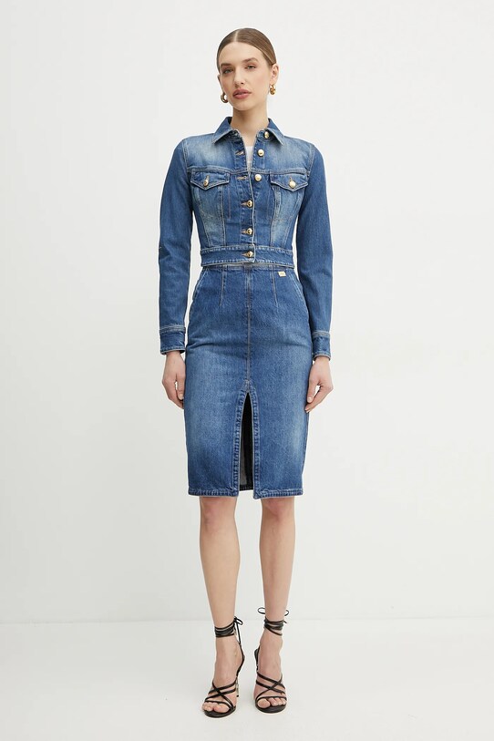 Džínová sukně Elisabetta Franchi GJ35N51E2 modrá SS25