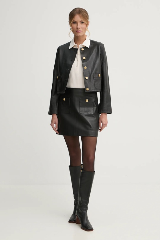 Tommy Hilfiger spódnica skórzana WW0WW43782 czarny SS25