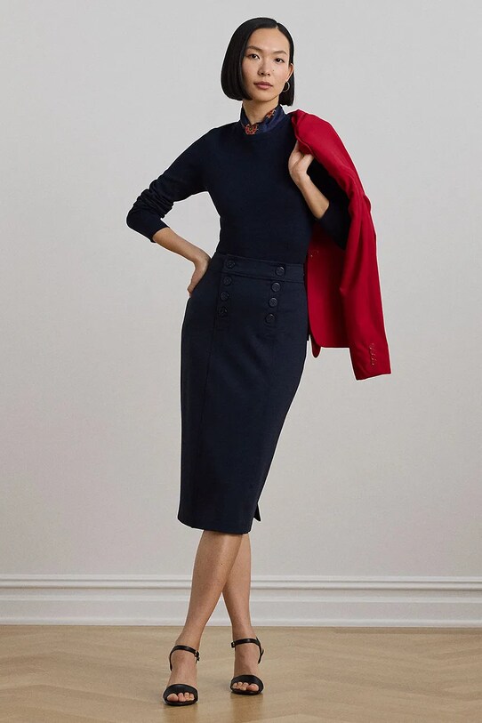 Lauren Ralph Lauren fustă uni bleumarin 200957618