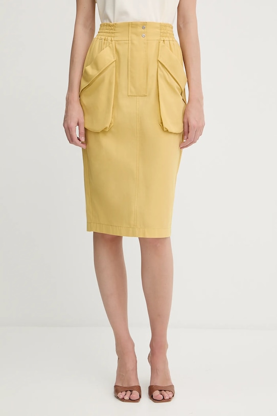 Pinko gonna in cotone midi giallo 104703.A2ER