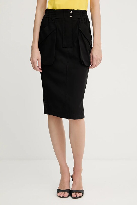 Pinko fustă din bumbac uni negru 104703.A2ER