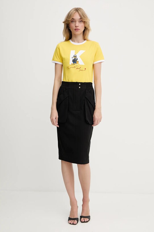 Pinko fustă din bumbac 104703.A2ER negru SS25