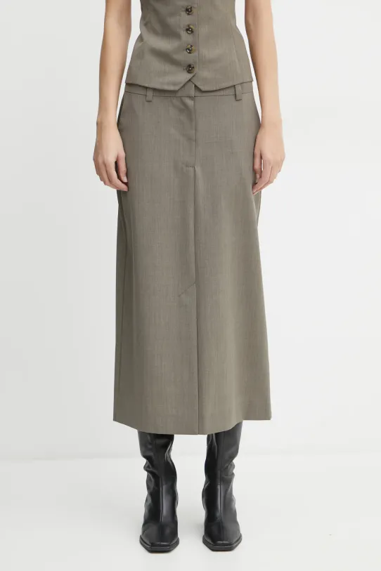 Samsoe Samsoe wool blend skirt SATOVE plain gray F24400133