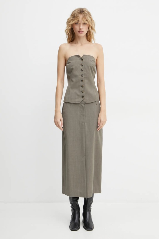 Samsoe Samsoe gonna con aggiunta di lana SATOVE F24400133 grigio SS25