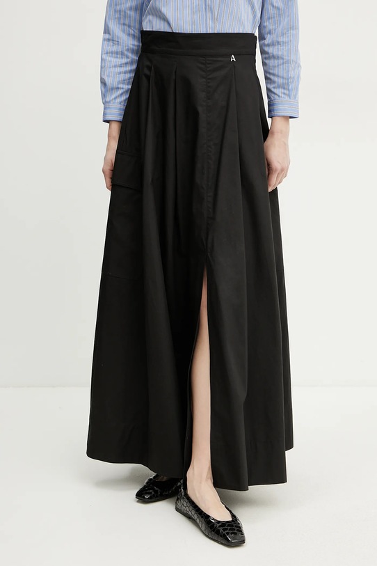 Twinset fusta din bumbac uni negru 251AP2307