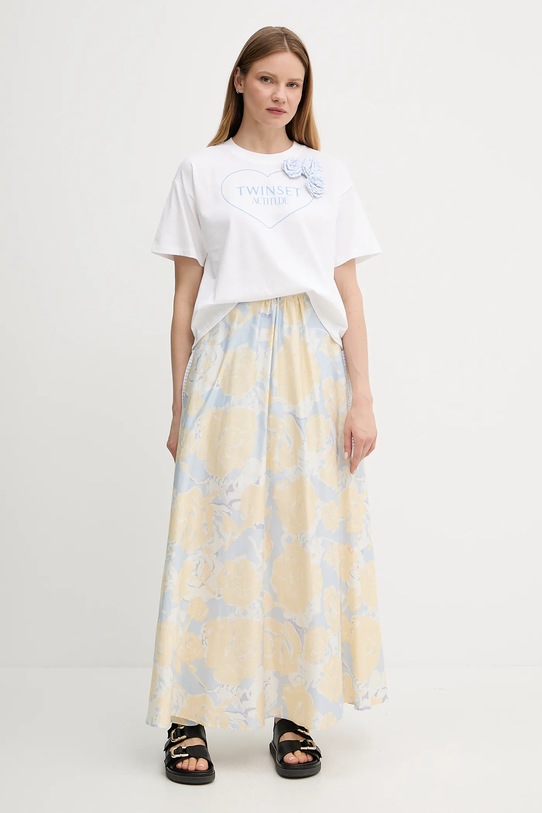 Pamučna suknja Twinset 251AX2036 plava SS25