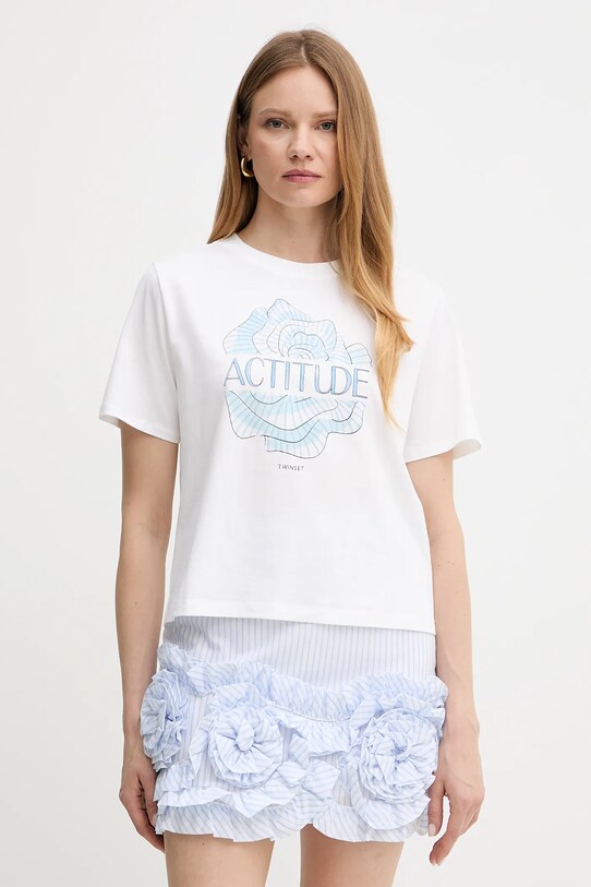 Twinset spódnica bawełniana niebieski 251AX2059