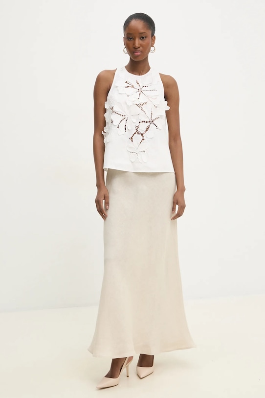 Lněná sukně Twinset 251TF2014 béžová SS25