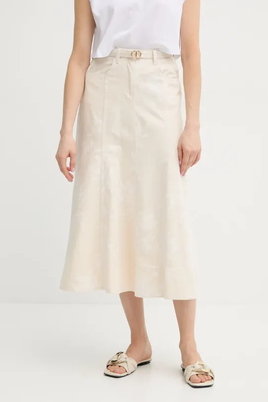 Twinset spódnica bawełniana wzorzyste beżowy 251TT2204