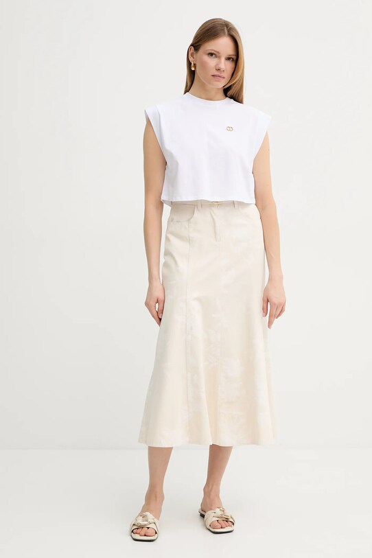 Bavlněná sukně Twinset 251TT2204 béžová SS25