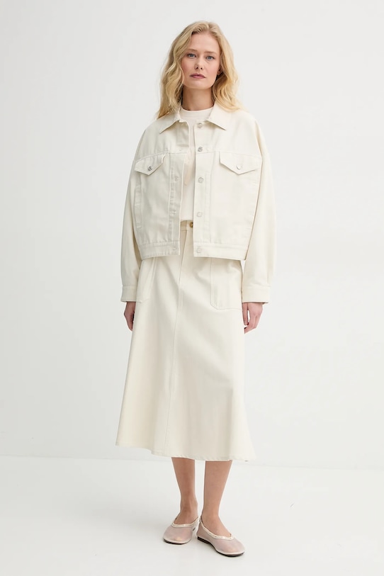 A.P.C. spódnica bawełniana jupe laurie COGBJ.F06410 beżowy SS25