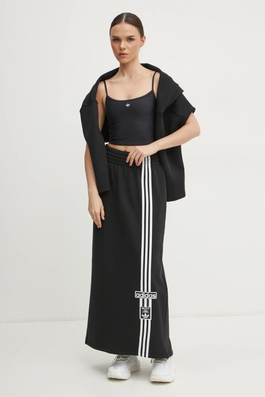 Хлопковая юбка adidas Originals MAXI SKIRT JC8538 чёрный SS25