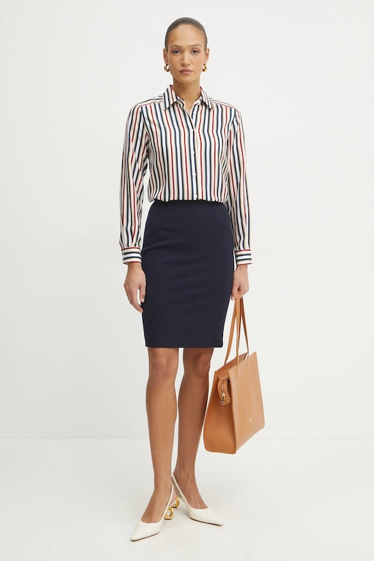 Luisa Spagnoli fustă de lână 541738 bleumarin SS25