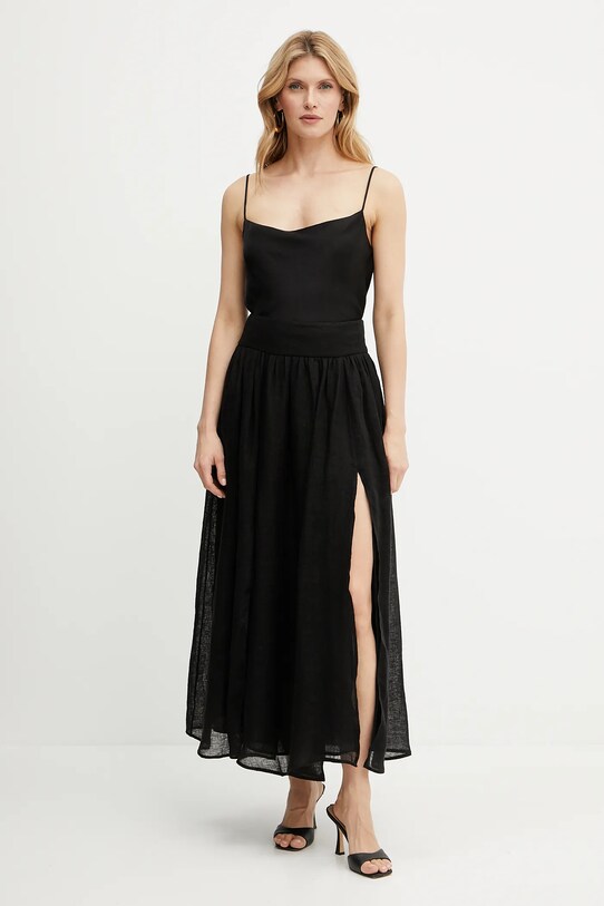 Lněná sukně Luisa Spagnoli 542137 černá SS25