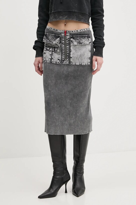 Бавовняна спідниця Diesel M-MERYN SKIRT бавовна сірий A17470.0QMAN