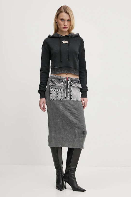 Бавовняна спідниця Diesel M-MERYN SKIRT A17470.0QMAN сірий SS25