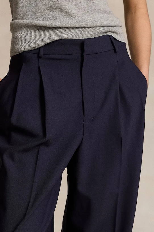 Μάλλινο παντελόνι Polo Ralph Lauren WSTN PT σκούρο μπλε 211891071