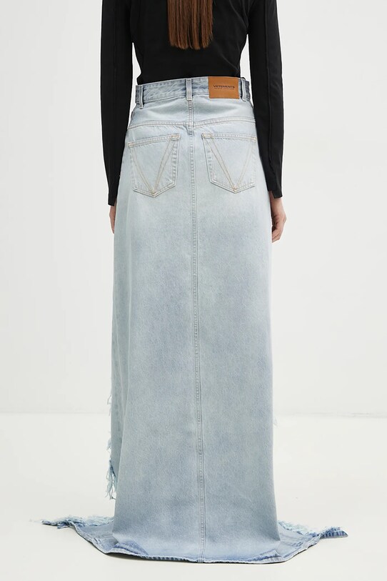 Одежда Джинсовая юбка VETEMENTS Destroyed Denim Maxi WA66SK510L голубой