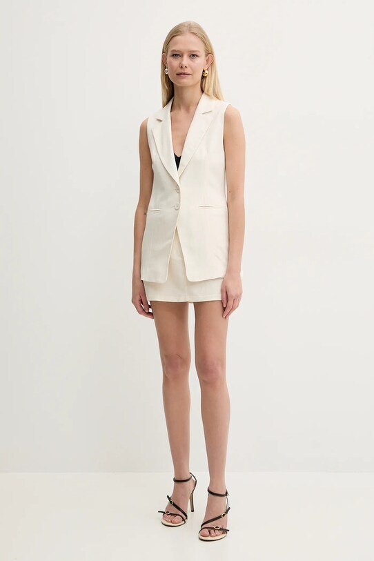 Patrizia Pepe spódnica z domieszką lnu 2G1008.A052 beżowy SS25