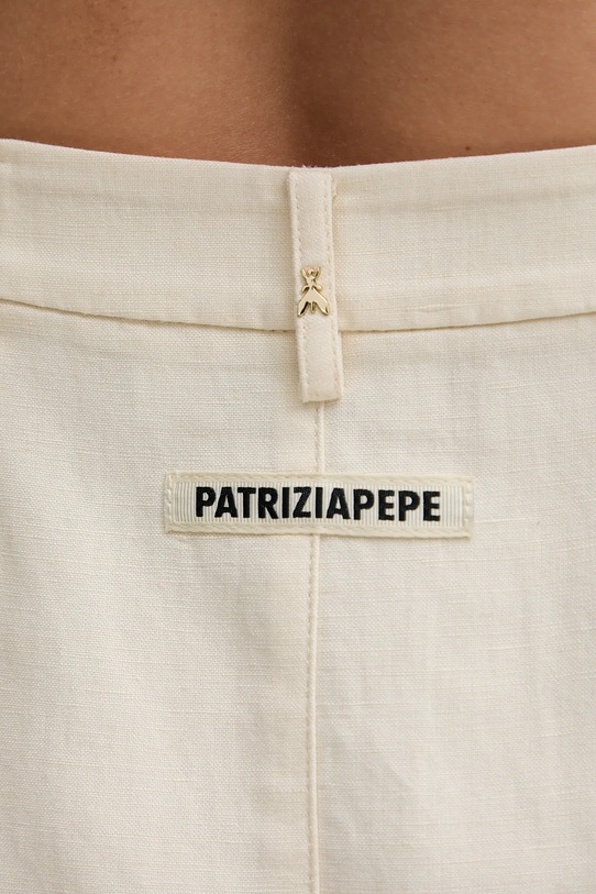 Patrizia Pepe spódnica z domieszką lnu beżowy 2G1008.A052