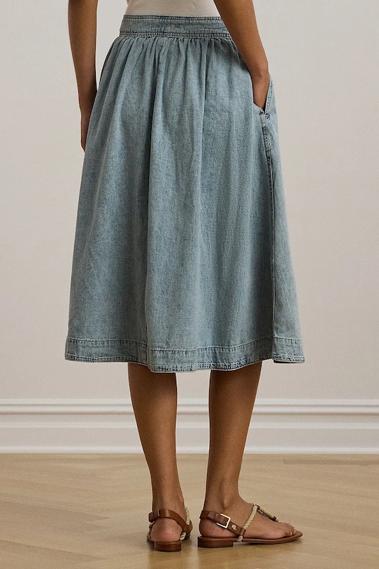 Lauren Ralph Lauren spódnica jeansowa bawełniana 200963898 niebieski SS25