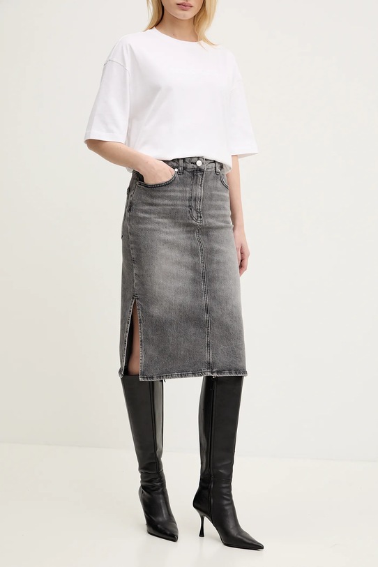 Moschino Jeans fustă din denim uni gri 0115.3219