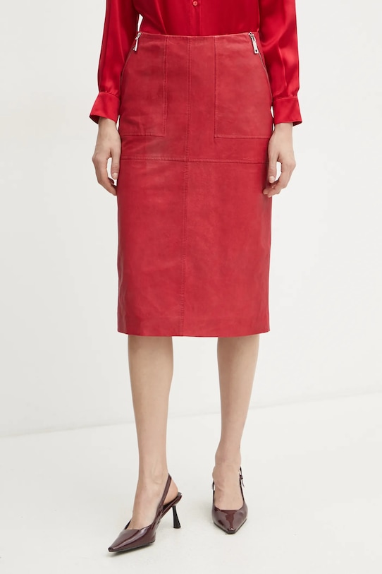 MAX&Co. fustă de piele uni rosu 2516401021200