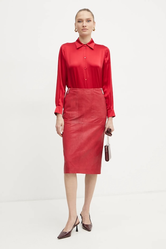 MAX&Co. fustă de piele 2516401021200 rosu SS25