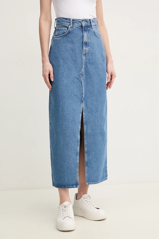 Džínová sukně Pepe Jeans MAXI SKIRT HW midi modrá PL901185ND3R