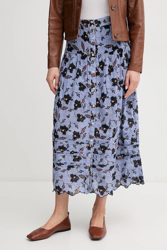 Pepe Jeans fustă din bumbac ENODIA cu modele albastru PL901193