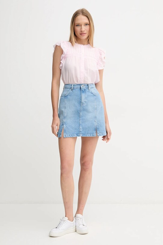 Džínová sukně Pepe Jeans MINI SKIRT HW SLIT PL901208 modrá SS25