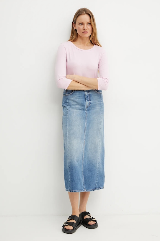 Weekend Max Mara fustă din bumbac denim 2515101061600 albastru SS25