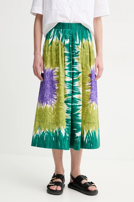 Weekend Max Mara fustă din bumbac cu modele verde 2515101036600
