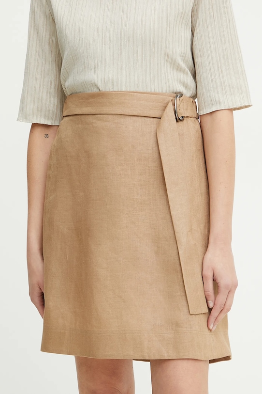 Lanena suknja Max Mara Leisure bez uzorka bež 2516101018600