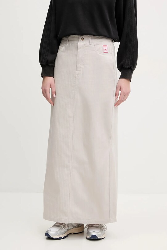 Bavlnená sukňa adidas Originals AOP MAXI SKIRT pásiky béžová JC8854